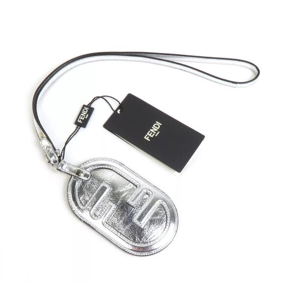 FENDI Badge Holder Silver Leather - Picture 1 of 10